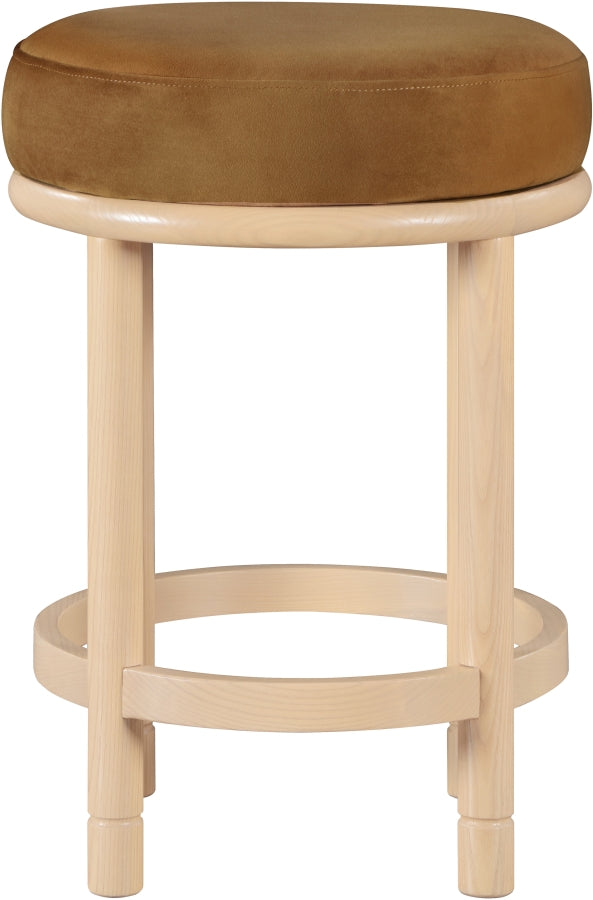 Monette Velvet Upholstered Counter Stool — 976-C - Saddle - 976Saddle-C alternate view 2