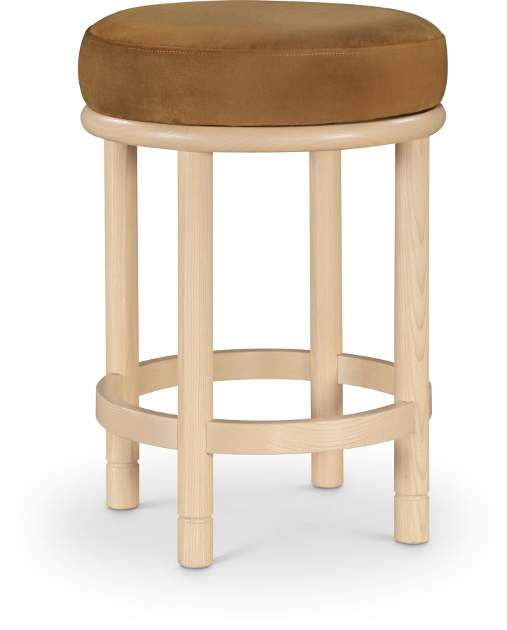 Monette Velvet Upholstered Counter Stool — 976-C - Saddle - 976Saddle-C