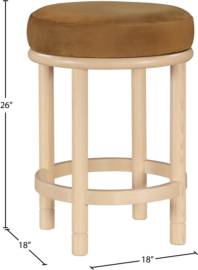 Monette Velvet Upholstered Counter Stool — 976-C - Saddle - 976Saddle-C Dim