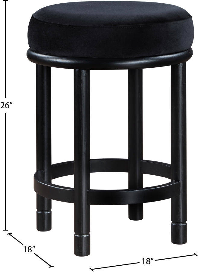 Monette Velvet Upholstered Counter Stool — 977-C - Black - 977Black-C Dim