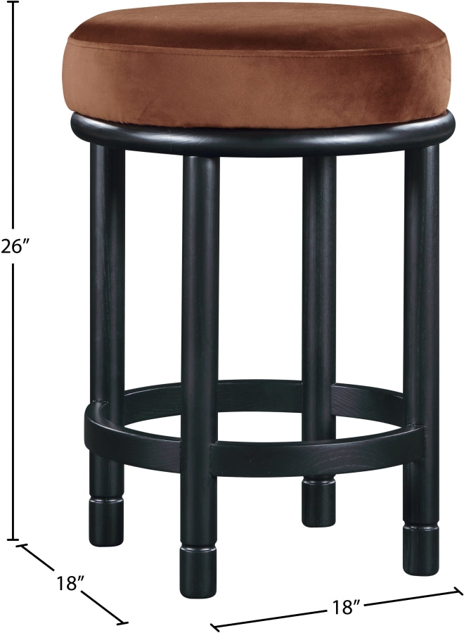 Monette Velvet Upholstered Counter Stool — 977-C - Cognac - 977Cognac-C Dim