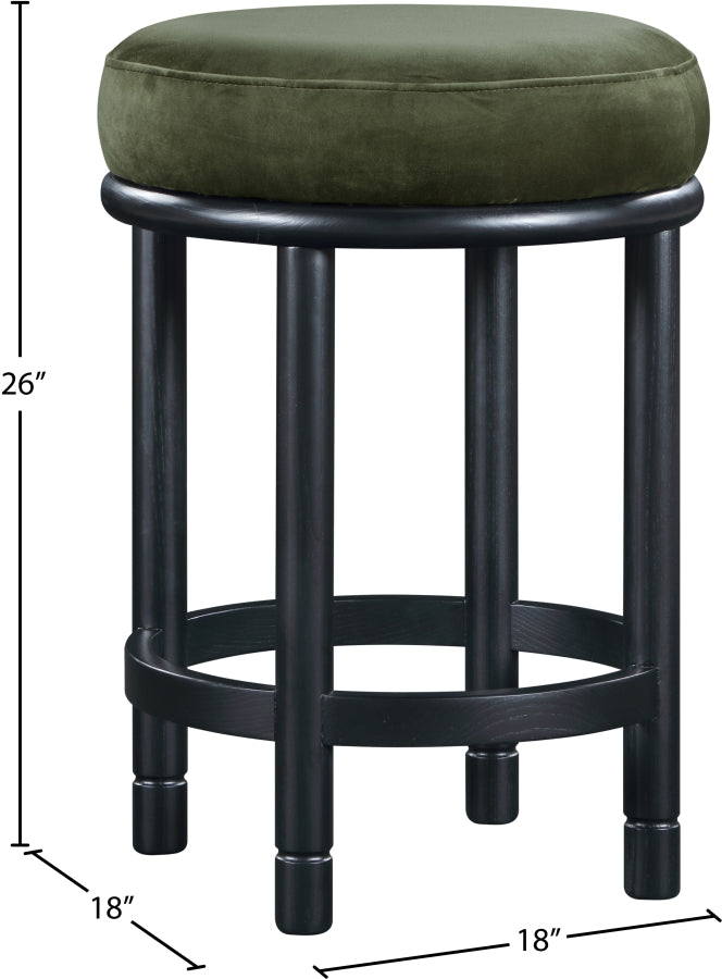 Monette Velvet Upholstered Counter Stool — 977-C - Green - 977Green-C Dim
