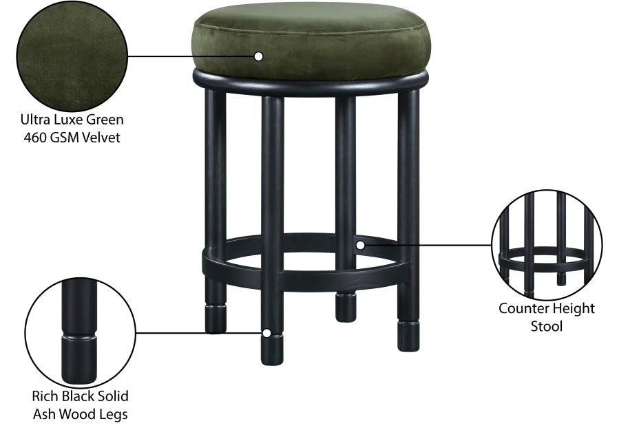 Monette Velvet Upholstered Counter Stool — 977-C - Green - 977Green-C Infographic