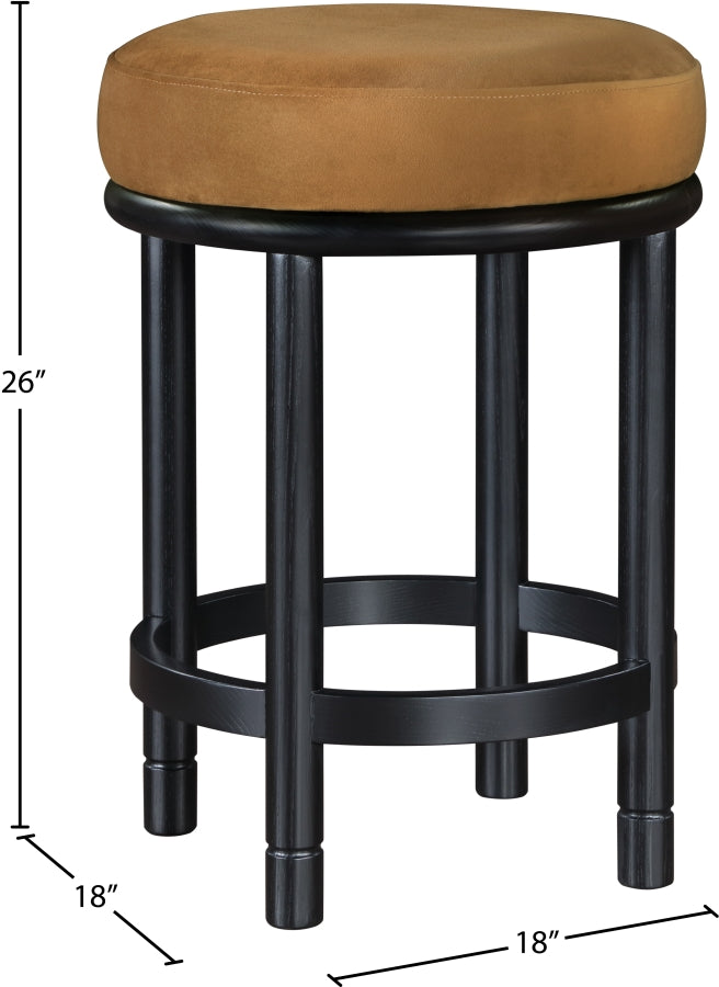 Monette Velvet Upholstered Counter Stool — 977-C - Saddle - 977Saddle-C Dim