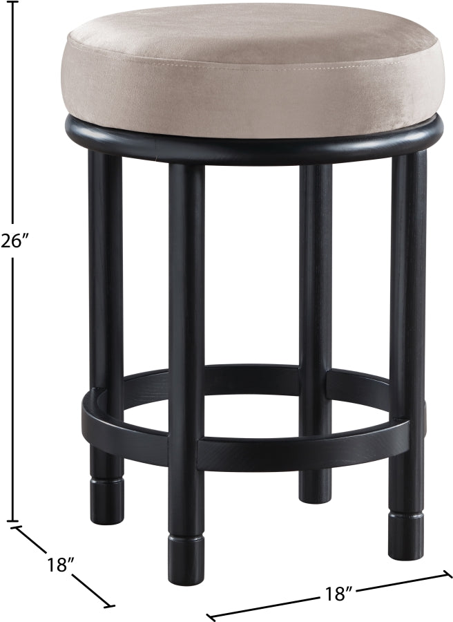 Monette Velvet Upholstered Counter Stool — 977-C - Taupe - 977Taupe-C Dim