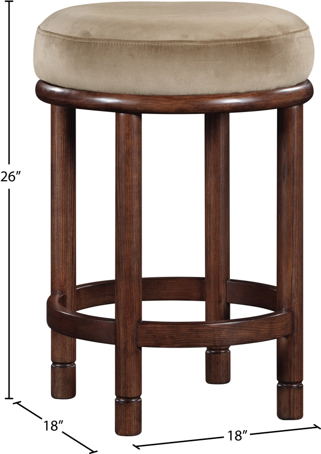Monette Velvet Upholstered Counter Stool — 978-C - Beige - 978Beige-C Dim