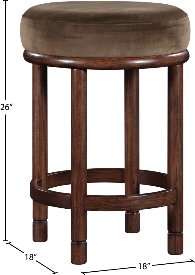 Monette Velvet Upholstered Counter Stool — 978-C - Brown - 978Brown-C Dim