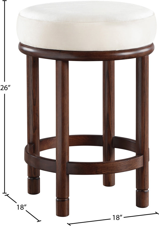 Monette Velvet Upholstered Counter Stool — 978-C - Cream - 978Cream-C Dim