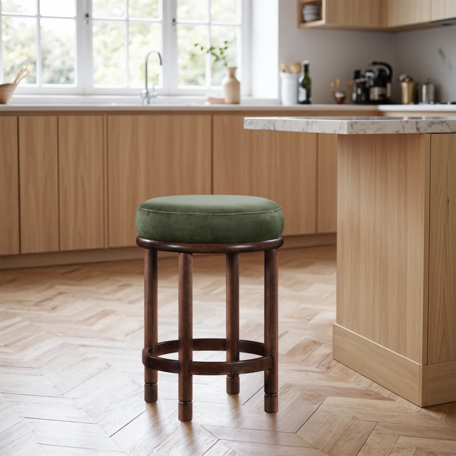 Monette Velvet Upholstered Counter Stool — 978-C - Green - 978Green-C alternate view 1