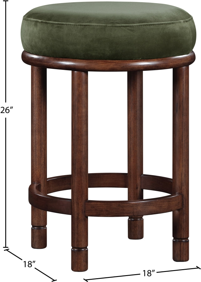 Monette Velvet Upholstered Counter Stool — 978-C - Green - 978Green-C Dim