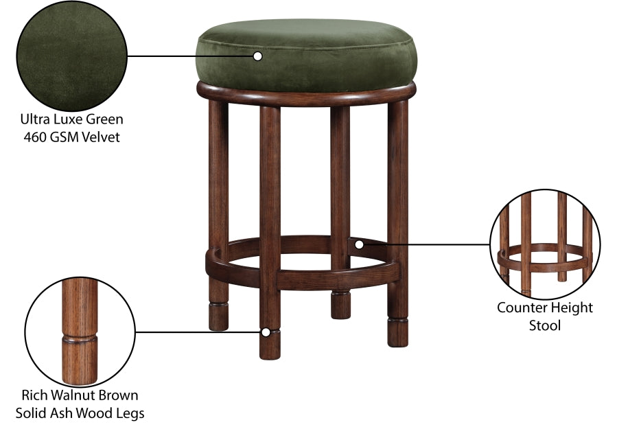 Monette Velvet Upholstered Counter Stool — 978-C - Green - 978Green-C Infographic