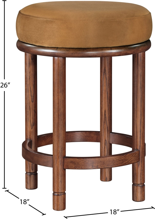 Monette Velvet Upholstered Counter Stool — 978-C - Saddle - 978Saddle-C Dim