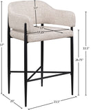 Dame Fabric Upholstered Counter Stool — 975-C - Beige - 975Beige-C Dim