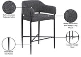 Dame Fabric Upholstered Counter Stool — 975-C - Black - 975Black-C Infographic