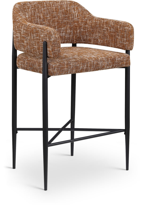 Dame Fabric Upholstered Counter Stool — 975-C - Cognac - 975Cognac-C