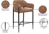 Dame Fabric Upholstered Counter Stool — 975-C - Cognac - 975Cognac-C Infographic