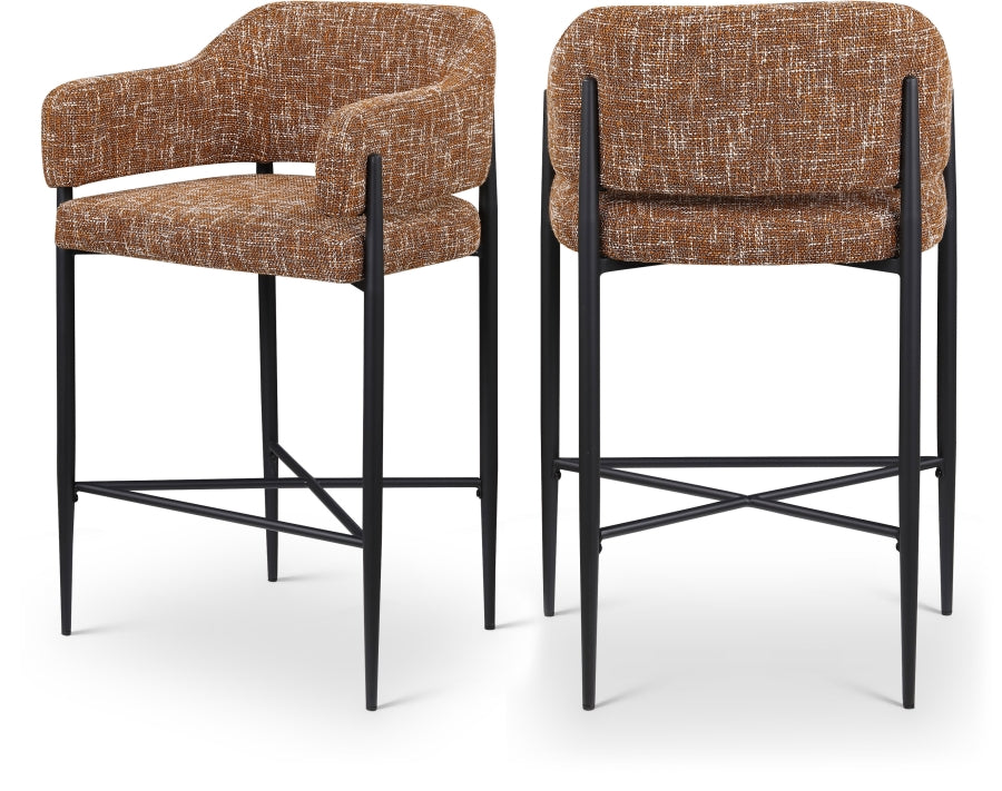 Dame Fabric Upholstered Counter Stool — 975-C - Cognac - 975Cognac-C Double Chair