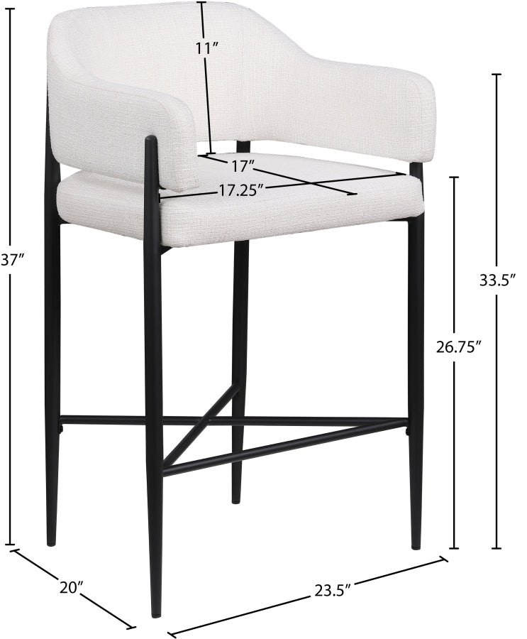 Dame Fabric Upholstered Counter Stool — 975-C - Cream - 975Cream-C Dim