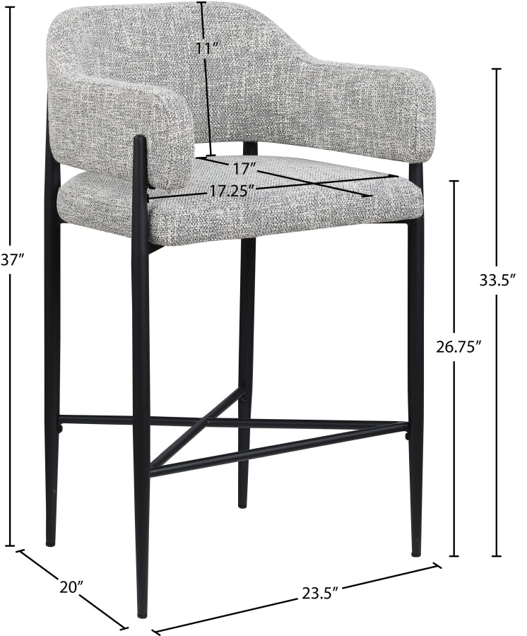 Dame Fabric Upholstered Counter Stool — 975-C - Grey - 975Grey-C Dim