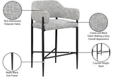 Dame Fabric Upholstered Counter Stool — 975-C - Grey - 975Grey-C Infographic