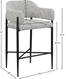 Dame Fabric Upholstered Counter Stool — 975-C - Grey - 975Grey-C Dim