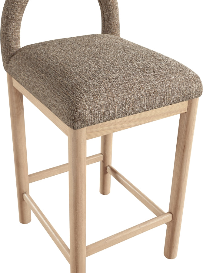 Conrad Linen Textured Fabric Upholstered Counter Stool — 11031-C - Brown - 11031Brown-C alternate view 6