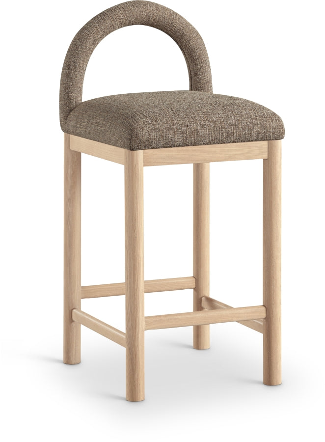 Conrad Linen Textured Fabric Upholstered Counter Stool — 11031-C - Brown - 11031Brown-C