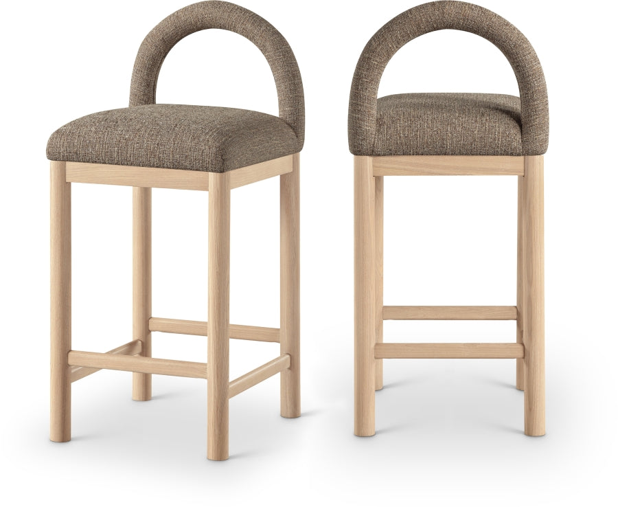 Conrad Linen Textured Fabric Upholstered Counter Stool — 11031-C - Brown - 11031Brown-C Double Chair