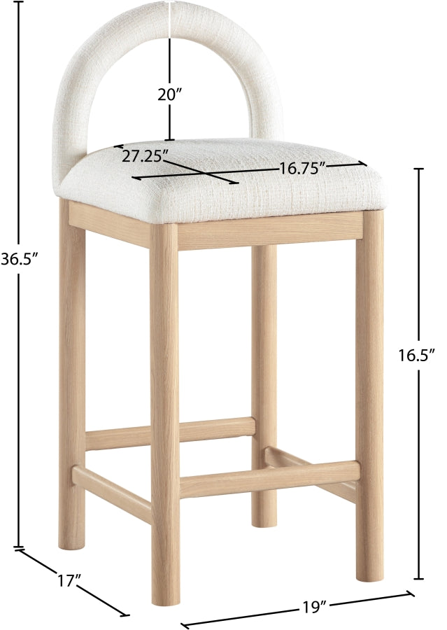 Conrad Linen Textured Fabric Upholstered Counter Stool — 11031-C - Cream - 11031Cream-C Dim