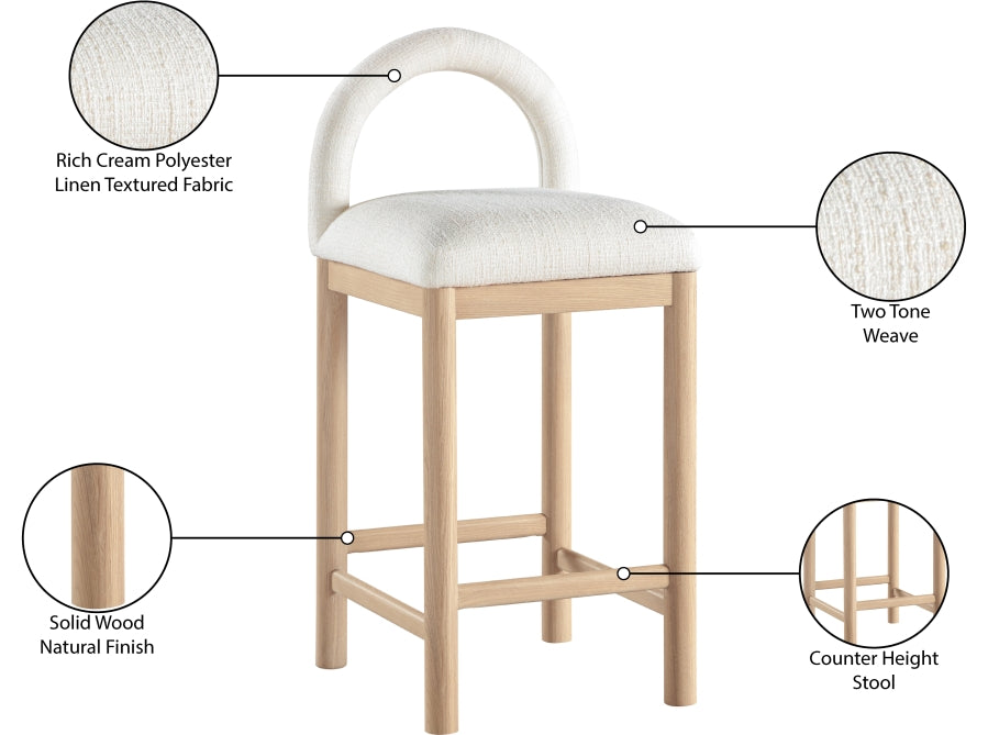 Conrad Linen Textured Fabric Upholstered Counter Stool — 11031-C - Cream - 11031Cream-C Infographic