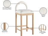 Conrad Linen Textured Fabric Upholstered Counter Stool — 11031-C - Cream - 11031Cream-C Infographic