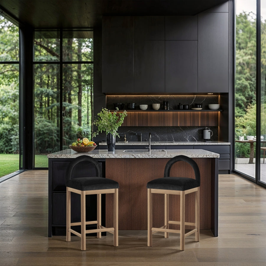 Conrad Velvet Upholstered Counter Stool — 11034-C - Black - 11034Black-C alternate view 1