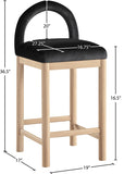 Conrad Velvet Upholstered Counter Stool — 11034-C - Black - 11034Black-C Dim
