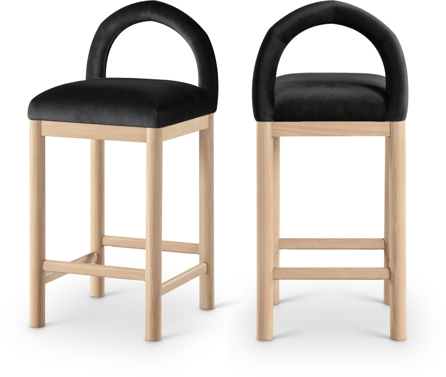 Conrad Velvet Upholstered Counter Stool — 11034-C - Black - 11034Black-C Double Chair