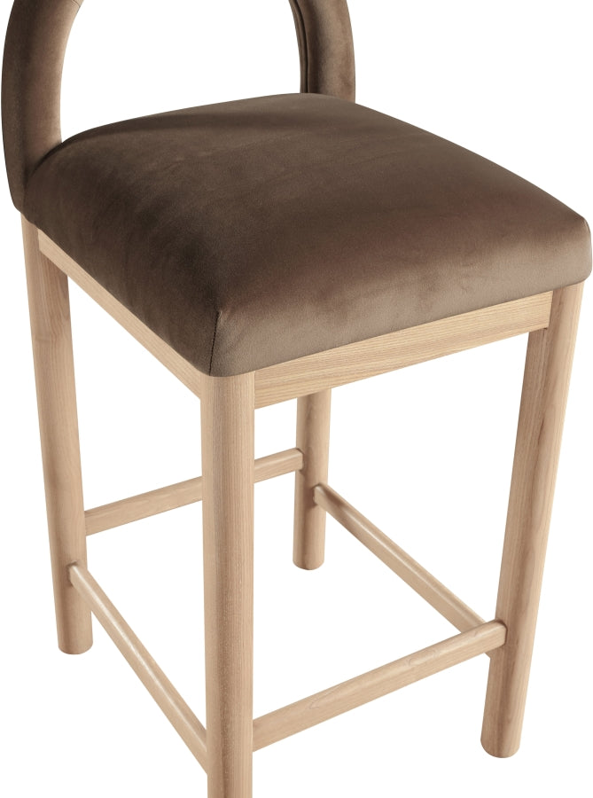 Conrad Velvet Upholstered Counter Stool — 11034-C - Brown - 11034Brown-C alternate view 6