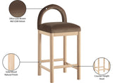 Conrad Velvet Upholstered Counter Stool — 11034-C - Brown - 11034Brown-C Infographic