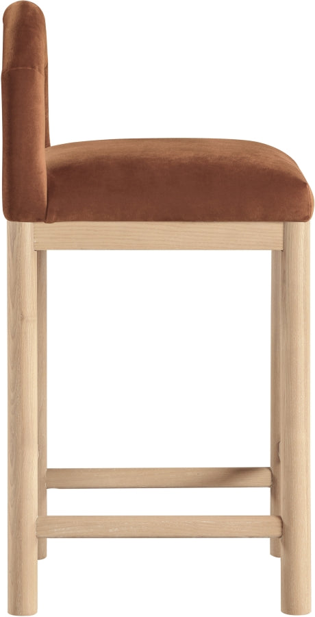 Conrad Velvet Upholstered Counter Stool — 11034-C - Cognac - 11034Cognac-C alternate view 3