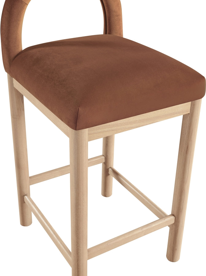 Conrad Velvet Upholstered Counter Stool — 11034-C - Cognac - 11034Cognac-C alternate view 6