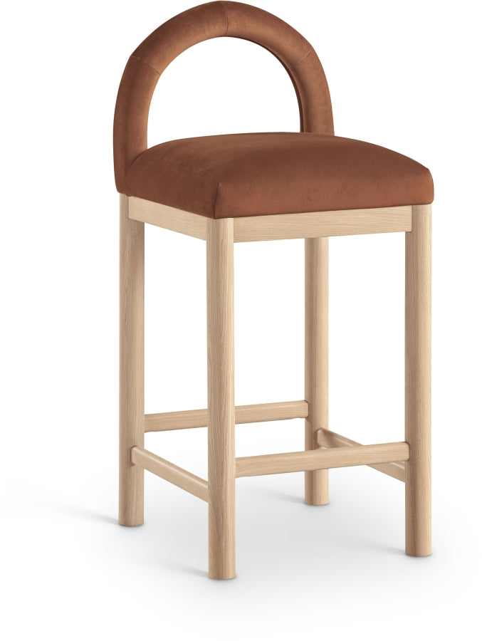 Conrad Velvet Upholstered Counter Stool — 11034-C - Cognac - 11034Cognac-C