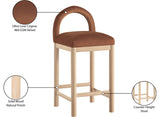 Conrad Velvet Upholstered Counter Stool — 11034-C - Cognac - 11034Cognac-C Infographic