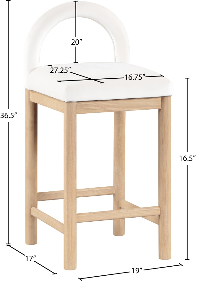Conrad Velvet Upholstered Counter Stool — 11034-C - Cream - 11034Cream-C Dim