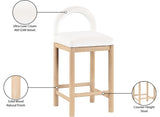 Conrad Velvet Upholstered Counter Stool — 11034-C - Cream - 11034Cream-C Infographic