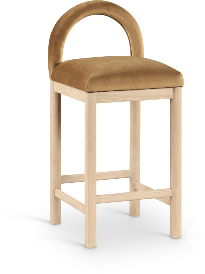 Conrad Velvet Upholstered Counter Stool — 11034-C - Saddle - 11034Saddle-C