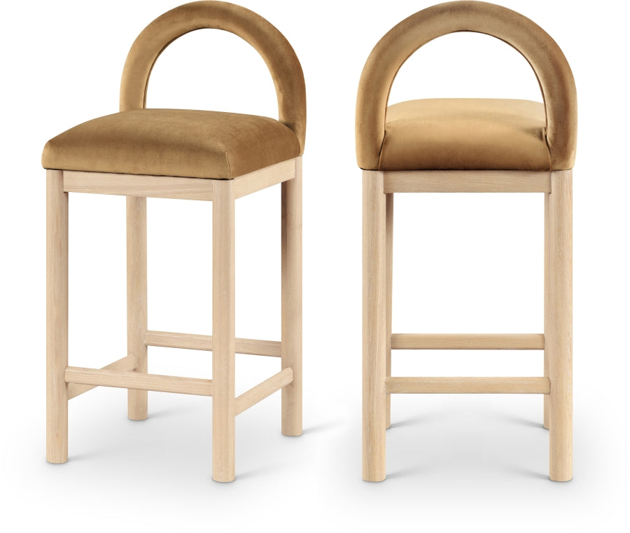 Conrad Velvet Upholstered Counter Stool — 11034-C - Saddle - 11034Saddle-C Double Chair