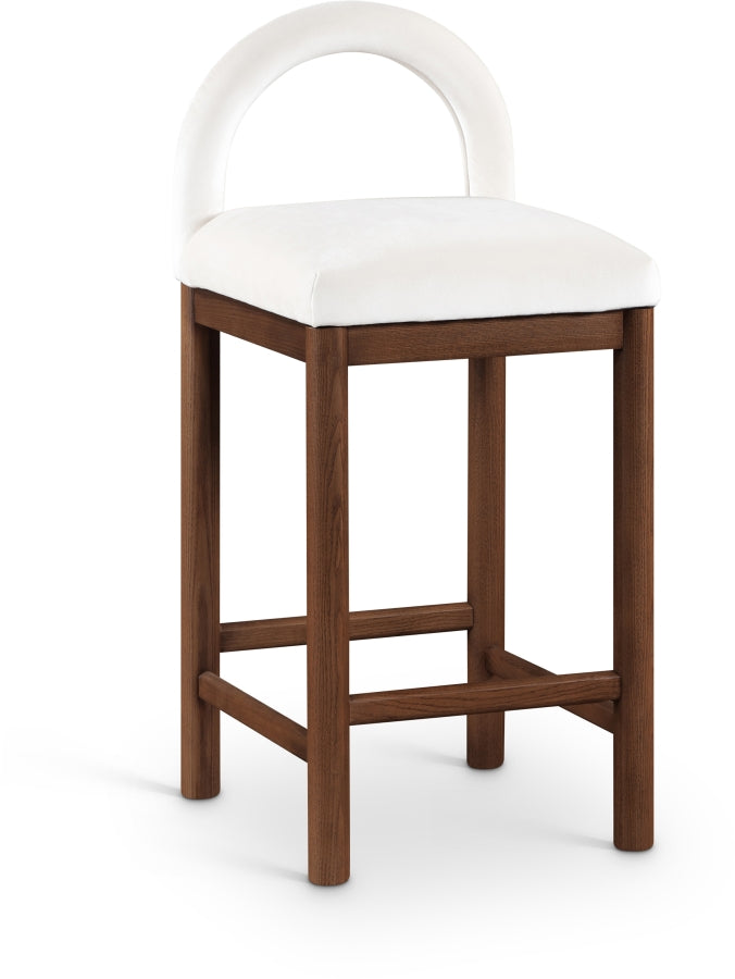 Conrad Velvet Upholstered Counter Stool — 11036-C - Cream - 11036Cream-C
