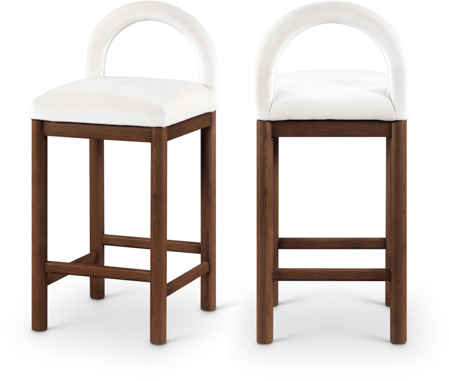 Conrad Velvet Upholstered Counter Stool — 11036-C - Cream - 11036Cream-C Double Chair