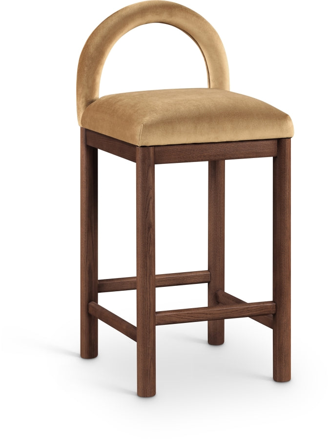 Conrad Velvet Upholstered Counter Stool — 11036-C - Saddle - 11036Saddle-C