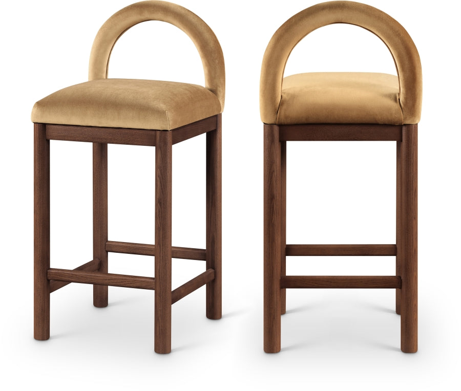 Conrad Velvet Upholstered Counter Stool — 11036-C - Saddle - 11036Saddle-C Double Chair
