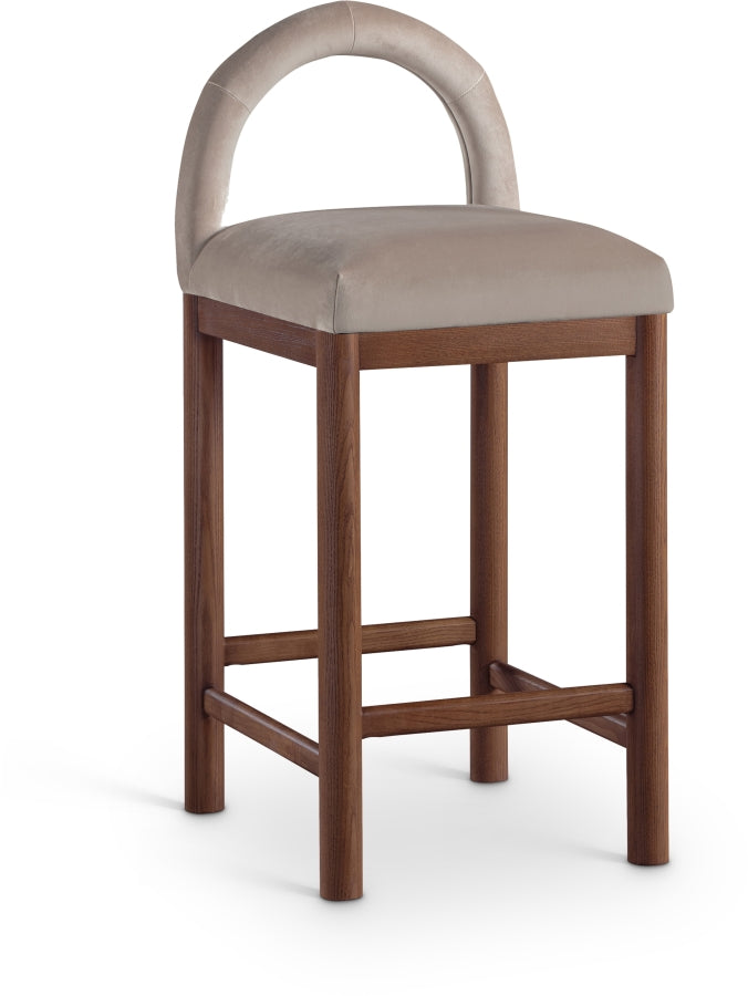 Conrad Velvet Upholstered Counter Stool — 11036-C - Taupe - 11036Taupe-C