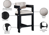 Sacha Linen Textured Fabric Upholstered Counter Stool — 11075-C - Beige - 11075Beige-C Infographic